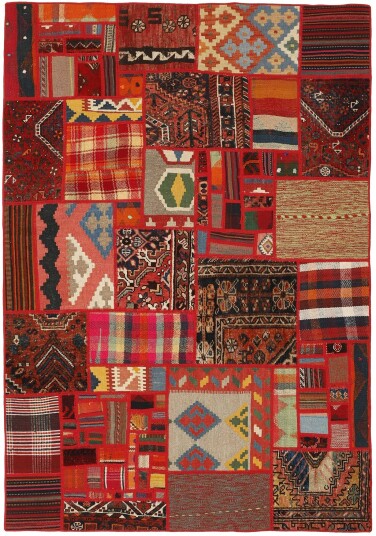 Håndknyttet. Opphav: Persia Kelim Patchwork Teppe 140x200