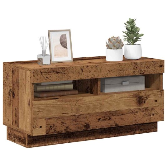 TV-benk med LED-lys gammelt tre 80x35x40 cm konstruert tre 8721158437945 TV-benk med LED-lys gammelt tre 80x35x40 cm konstruert tre 8721158437945