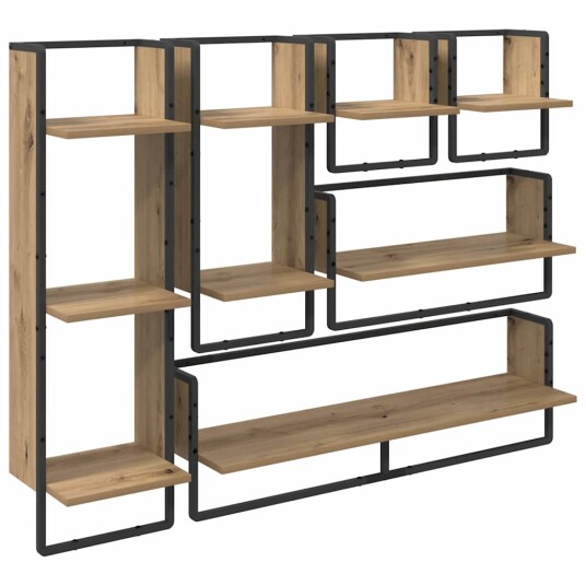 Vegghyllesett 6 pcs Artisan Eik 100 x 25 x 30 cm Konstruert tre