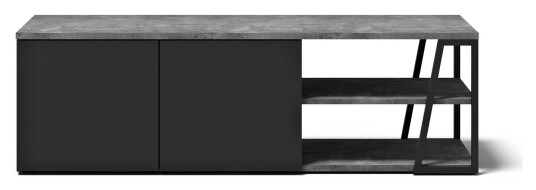 Temahome Albi TV-Bord 145, Betong/Svart metall, 145x45x45 Unoliving