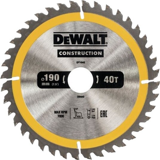 Dewalt Sirkelsagklinge 190 mm 40T for Tre og Kompositt