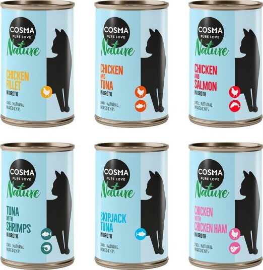 Cosma Våtfôr Nature Blandet Pakke 6 Sorter 12 X 140 G