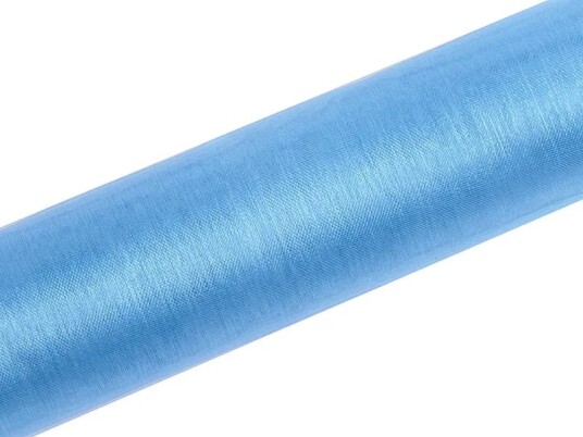 LYS BLÅ Gjennomsiktig Organzaløper 16 cm x 9 meter