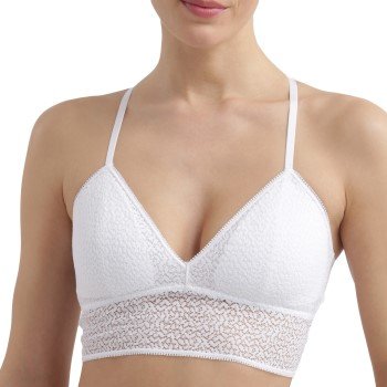 DKNY BH Modern Lace Racerback Longline Bralette Hvit nylon X-Large Dame