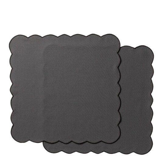 Ziczac Scallopped tekstilserviett 2 stk 40x40 cm grå Ziczac Scallopped tekstilserviett 2 stk 40x40 cm grå