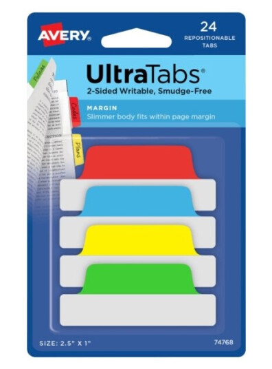 Avery Ultra Tabs Blank Faneindeks Bl? Grånn R?d Gult Avery Ultra Tabs Blank Faneindeks Bl? Grånn R?d Gult