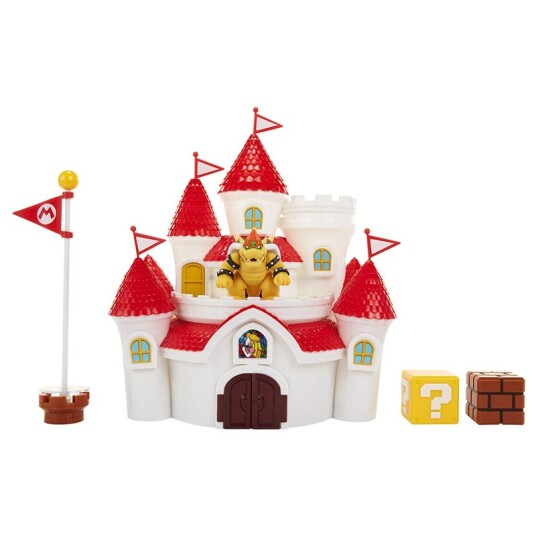 Nintendo Mushroom Kingdom Lekesett med Slott og 6 cm Figur for Barn