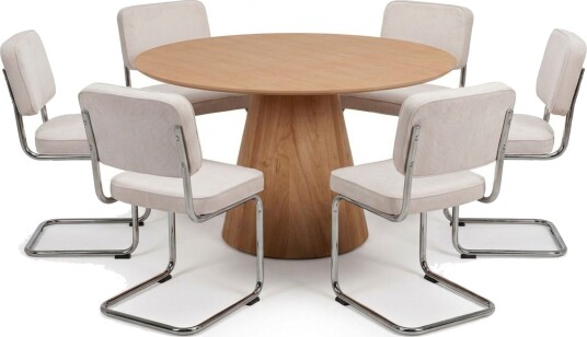 Siena spisegruppe rund 130 cm eik med 6 Milva spisestoler - Eik