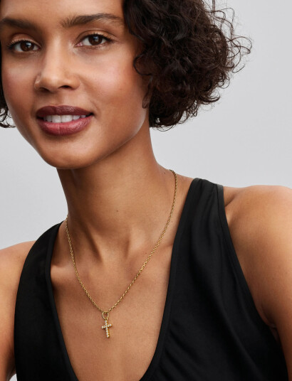 Pandora Cross 14K Gold Plated Dangle With Clear Cubic Zirconia Gold ONE SIZE Pandora Cross 14K Gold Plated Dangle With Clear Cubic Zirconia Gold ONE SIZE