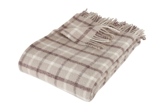 Arctic Ullpledd i 100% ny norsk ull Axel Sandfarget med ruter​​​​​​​ 130 x 200 cm