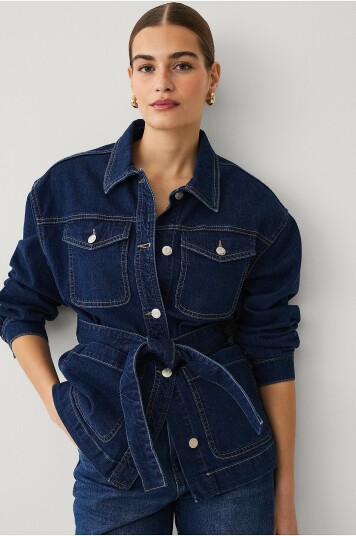 Ellos Collection Denim jakke med knytebelte Blå