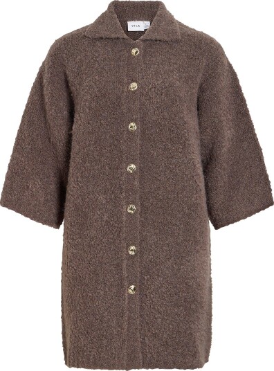 Vila - Skjortekjole Vidaya 3/4 Sleeve Knit Dress - Grå
