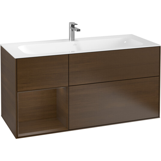 VILLEROY & BOCH FINION SERVANTSKAP 120 VALNØTT FINÉR M/LYS VENSTRESTILT VALNØTTHYLLE VILLEROY & BOCH FINION SERVANTSKAP 120 VALNØTT FINÉR M/LYS VENSTRESTILT VALNØTTHYLLE