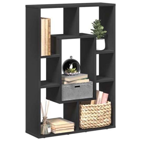 Bokhylle svart 63x20x90 cm konstruert tre