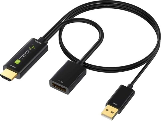 Techly Video Adapter Hdmi Hann Til Displayport Usb Kun Strøm Svart 4 Kx2k60 Hz Støtte