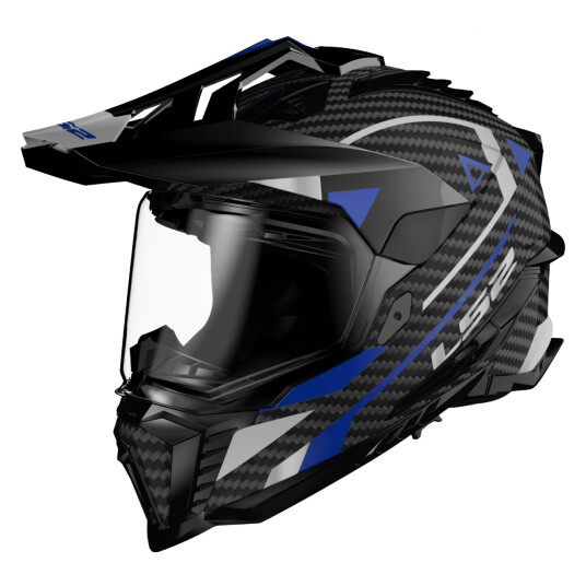 LS2 Adventurehjelm MX701 Explorer Karbon Adventure Blå LS2 Adventurehjelm MX701 Explorer Karbon Adventure Blå