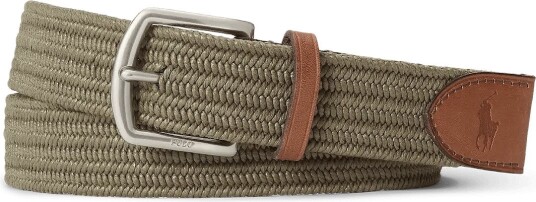 Polo Ralph Lauren Leather-Trim Braided Belt - CANOPY OLIVE - L
