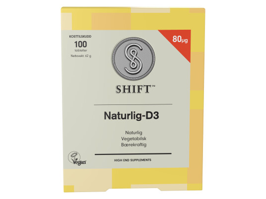 Shift Naturlig D3 80 µg Tabletter 100 stk. Shift Naturlig D3 80 µg Tabletter 100 stk.