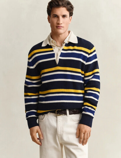 GANT Striped Cotton Rib Polo   Multi/patterned   L
