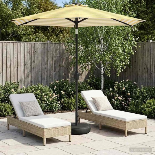 vidaXL Hageparasol med LED lamper og fot 2,3 x 2,3 m Polyester