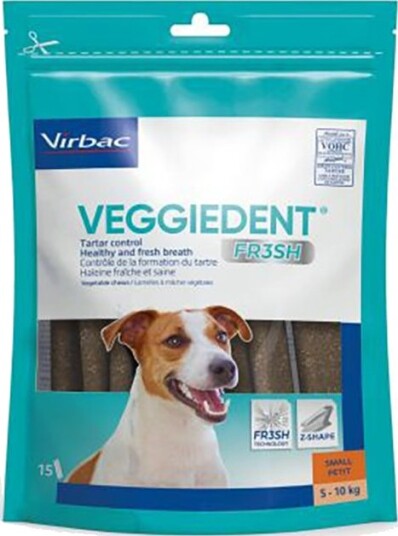 Virbac Veggiedent Fresh For Hunder S For Små Hunder 15 X 17 G 5 10 kg