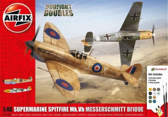 Airfix Gavesett 1/48 Supermarine Spitfire Mk.Vb og Messerschmitt Bf109E