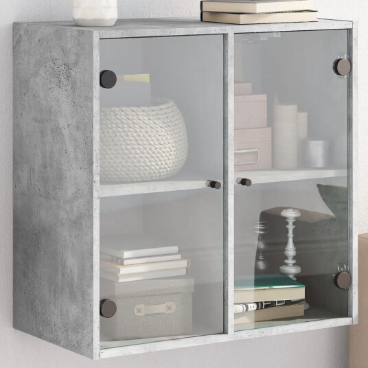  Sideskap med glassdører betonggrå 68x37x68,5 cm 8721012214439