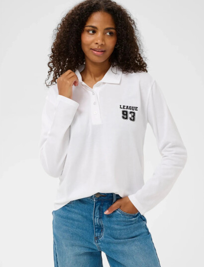 Kaffe Kamiala Polo Ls T Shirt White M Kaffe Kamiala Polo Ls T Shirt White M