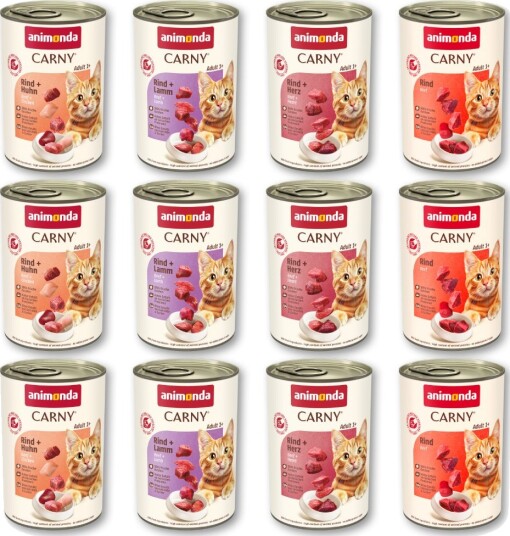 Animonda Carny Våtfôr Adult Blandet Pakke 4 Sorter Okse 12 X 400 G