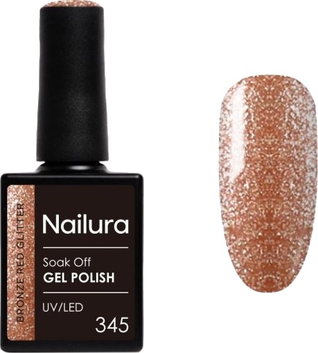 Nailura Gelpolish 345 – Bronse rød glitter – 10 ml