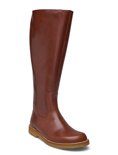 ANGULUS Booties Flat With Zipper Brown 40
