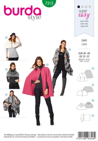 Burda 7313 - Cape EUR: 36-48, US: 10-22