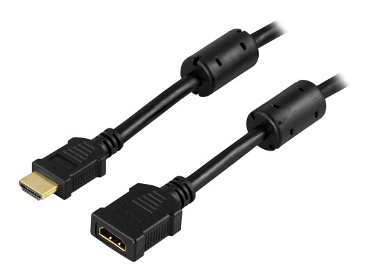 Deltaco HDMI-forlengelseskabel 1 m - Svart, 4K, 18.6 Gbit/s