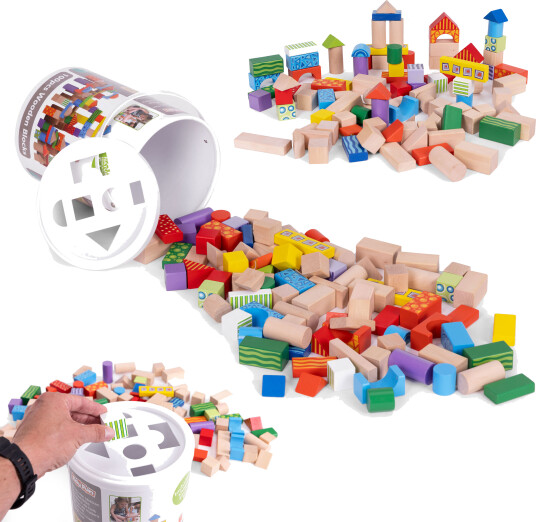 EduFun fargerike byggeklosser i tre 100 deler
