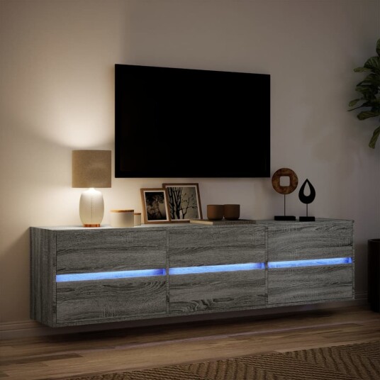 Vegghengt TV-benk med LED grå sonoma 180x31x45 cm Vegghengt TV-benk med LED grå sonoma 180x31x45 cm