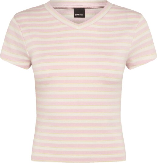 Gina Tricot Baby V Neck Tee PINK/YELLOW STRIPE L