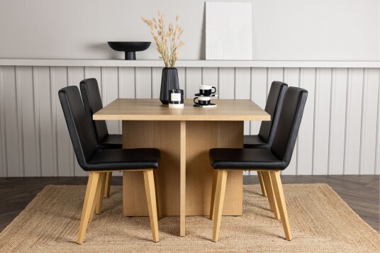 Venture Home Leo Spisegruppe 100 cm Rektangulær med 4 Today Stoler Sort