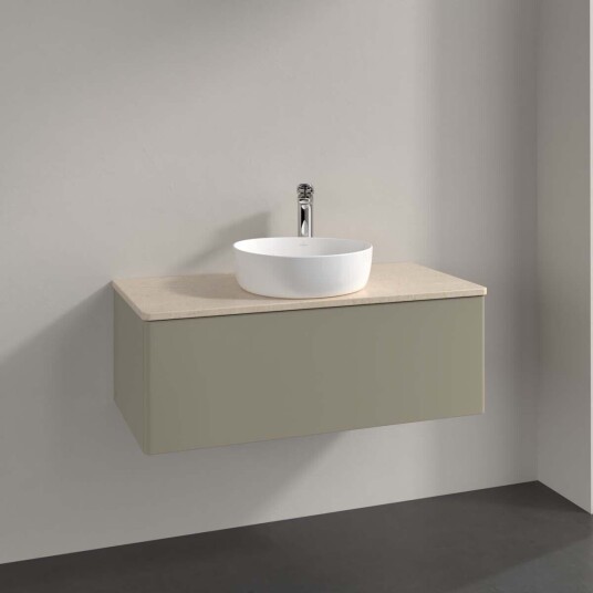 Villeroy & Boch Antao Servantskap med 1 skuff 100x50x36 cm u/lys Steingrå/Crème