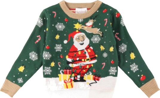 Jule Sweaters Genser m. LySanta Jul Star Mørkegrønn Jule Sweater 1 2 år 80 92 Genser