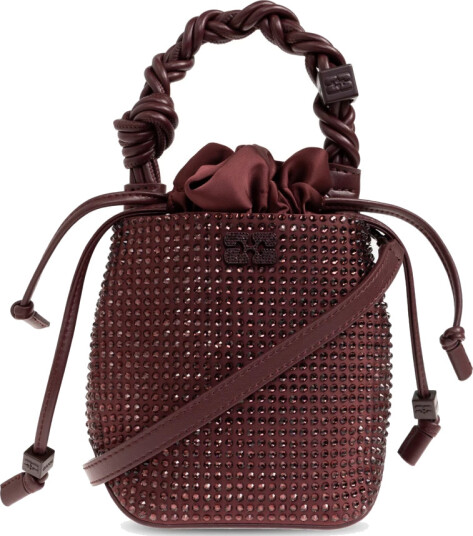 Ganni Bou Bucket Mini Strass Burgundy ONE SIZE Ganni Bou Bucket Mini Strass Burgundy ONE SIZE