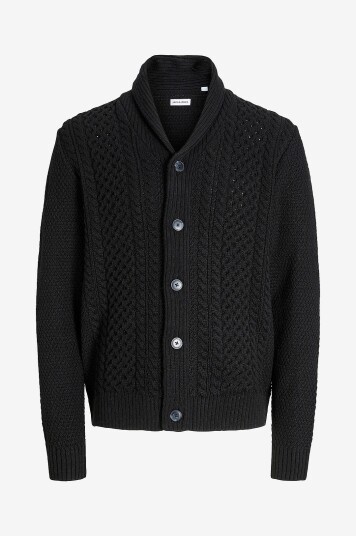 Jack & Jones Kardigan jjPaul Knit Shawl Svart Jack & Jones Kardigan jjPaul Knit Shawl Svart
