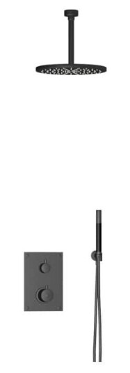 Tapwell Box7268 Takdusj Innbygging - Takmontert Svart Matt / 200mm Ø250mm (TA-9424909)