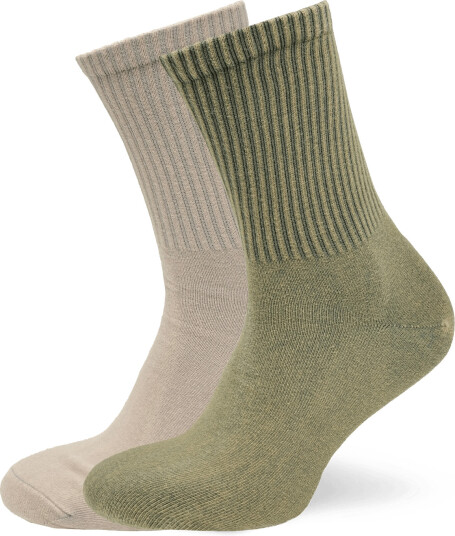Weekday 2-Pack Washed Sport Socks - Khaki green - 40-42