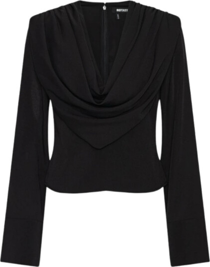 ROTATE Draped Blouse   Black   36