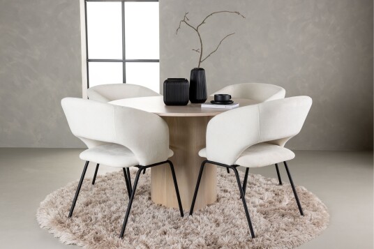 Venture Home Olivia Spisegruppe 110 cm Rund med 4 Day Stoler Whitewash