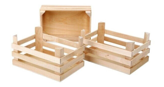 Small Foot - Wooden Crates Large 18x12x9.5cm Set of 3