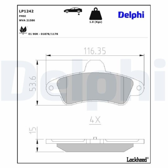 Bremseklosser DELPHI LP1242 Bremseklosser DELPHI LP1242