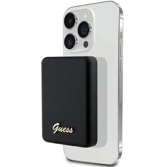 Guess Induction Powerbank 5W Gupbm3algsgk 3000Mah Svart/Svart Magsafe Metal Script Logo