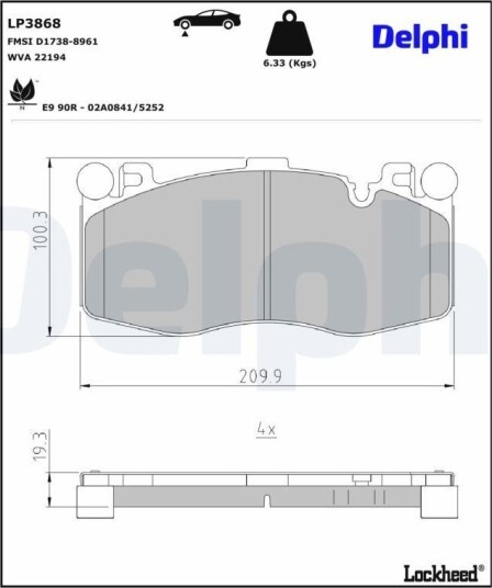 DELPHI LP3868 Bremseklosser DELPHI LP3868 Bremseklosser