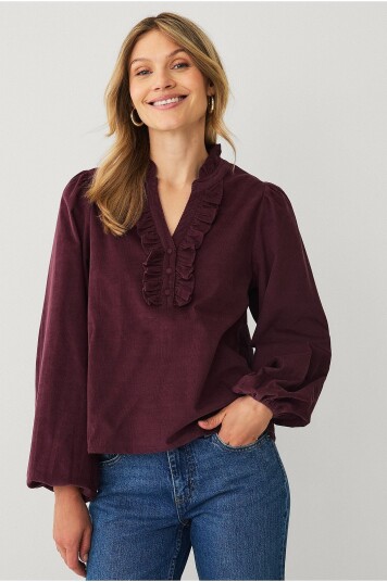 Ellos Collection Bluse i cord Rød